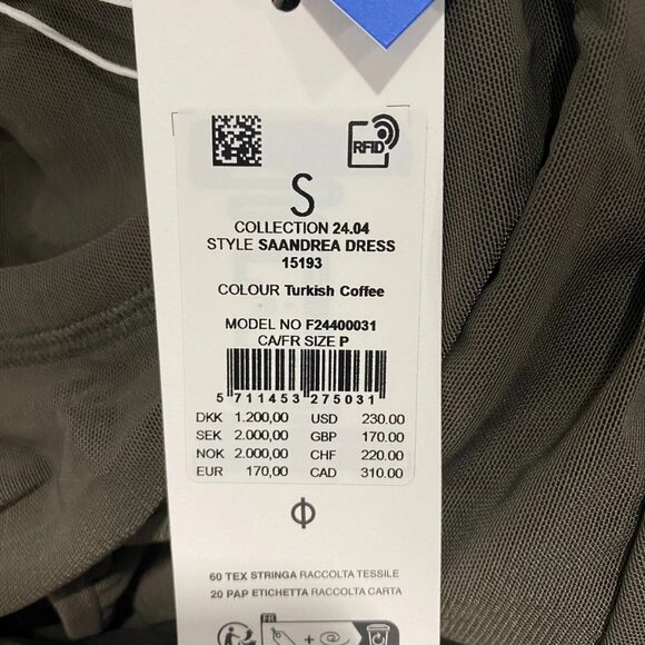 NEW SAMSOE SAMSOE Women’s Saandreas Mesh Long Sleeve Dress Turkish Coffee Size S - Picture 14 of 14